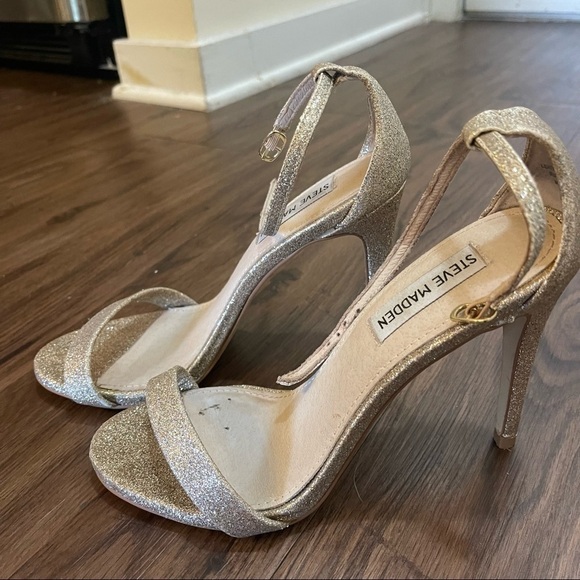 Steve Madden Gold Glitter Heels NWT EXCELLENT CONDITION - Picture 2 of 3